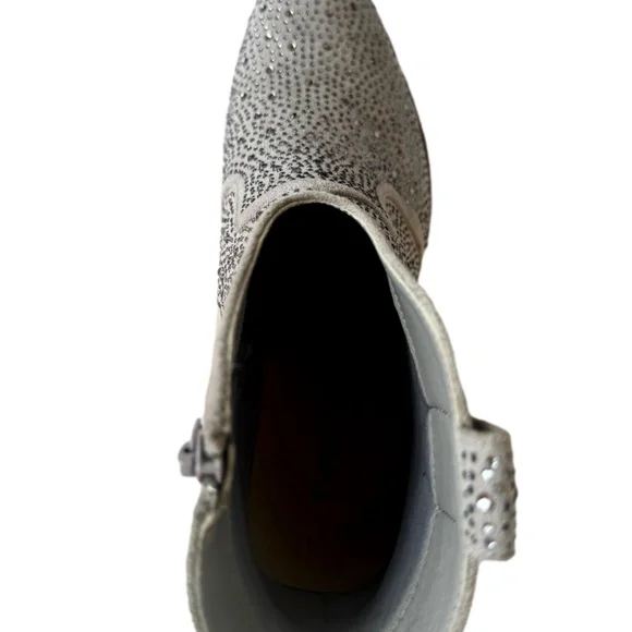 Pierre Dumas Wilder Silver Rhinestone Ankle Boots - Picture 7 of 8